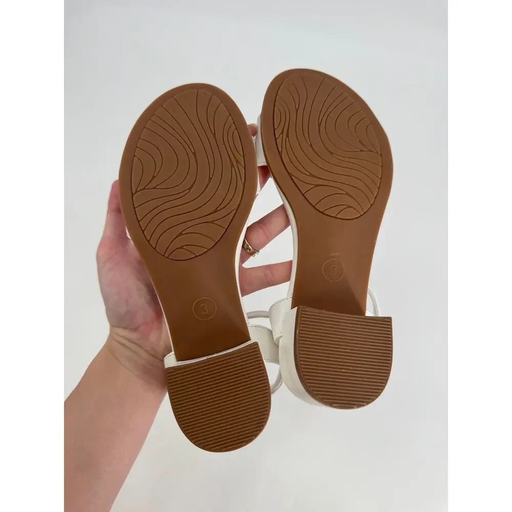 Art Class Kids Fannie Block Heel Sandals White Open Toe Girls Size 3 NWOB